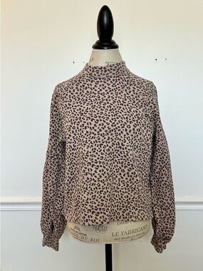 Abercrombie & Fitch 2pc Leopard Print Mock Neck Sweatsuit - Blush & Black